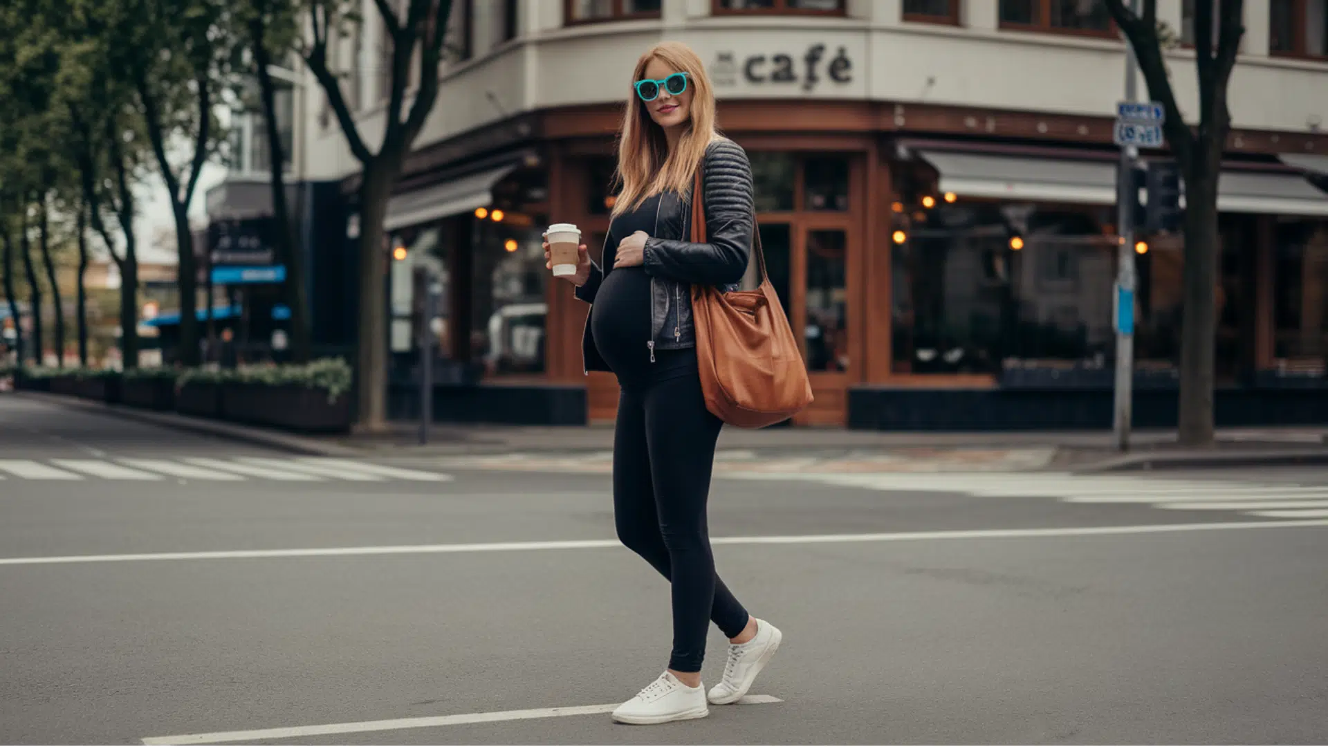 16. Maternity Jeans with a Moto Jacket for an Edge