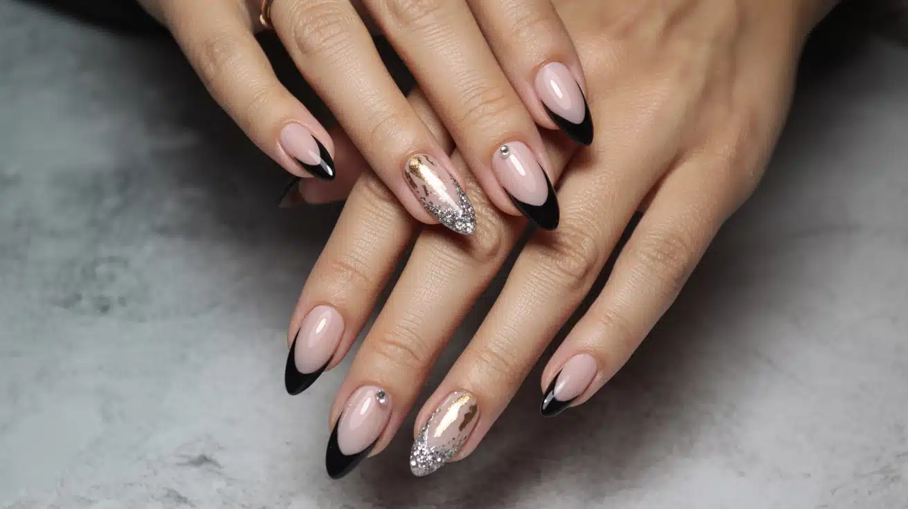 25 Ideas for Edgy Black French Tip on Almond Nail to Try - Beauty ...