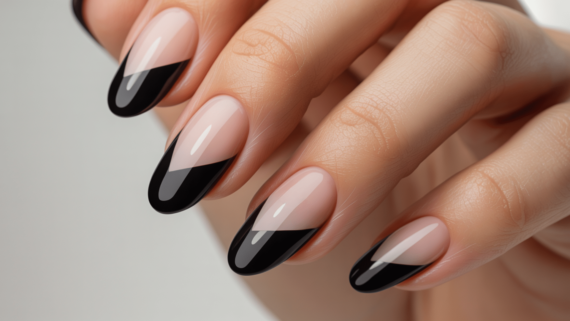 Asymmetrical Black French Tips