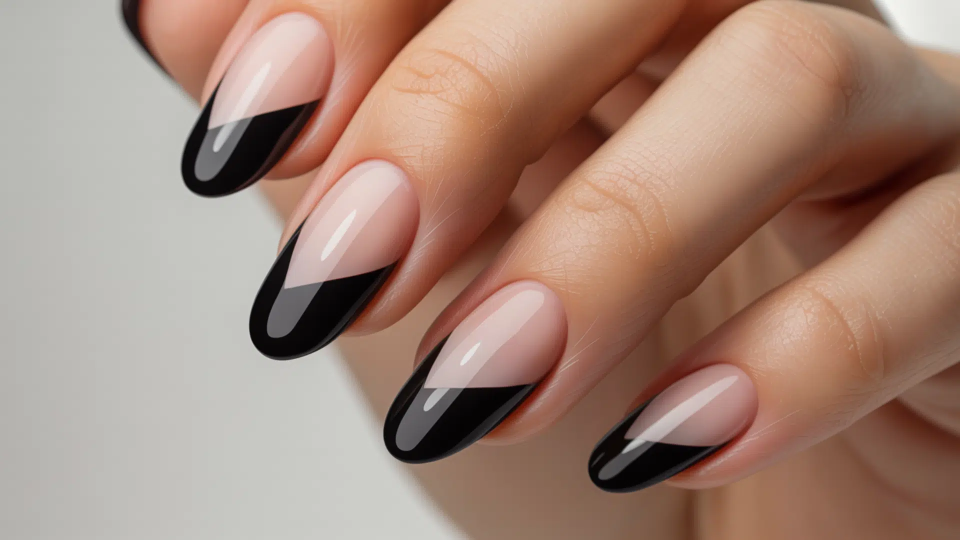 Asymmetrical Black French Tips