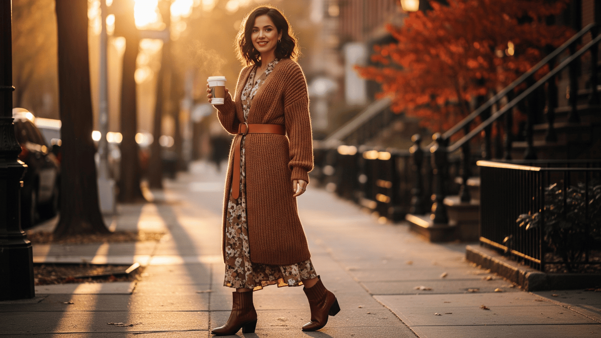 Cardigan Belted Over Dress