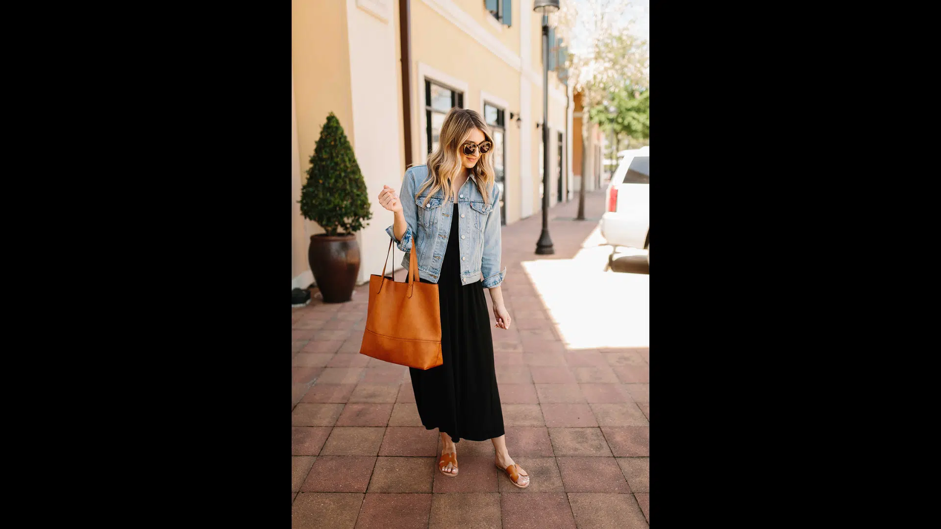 Denim Jacket Over a Maxi Dress