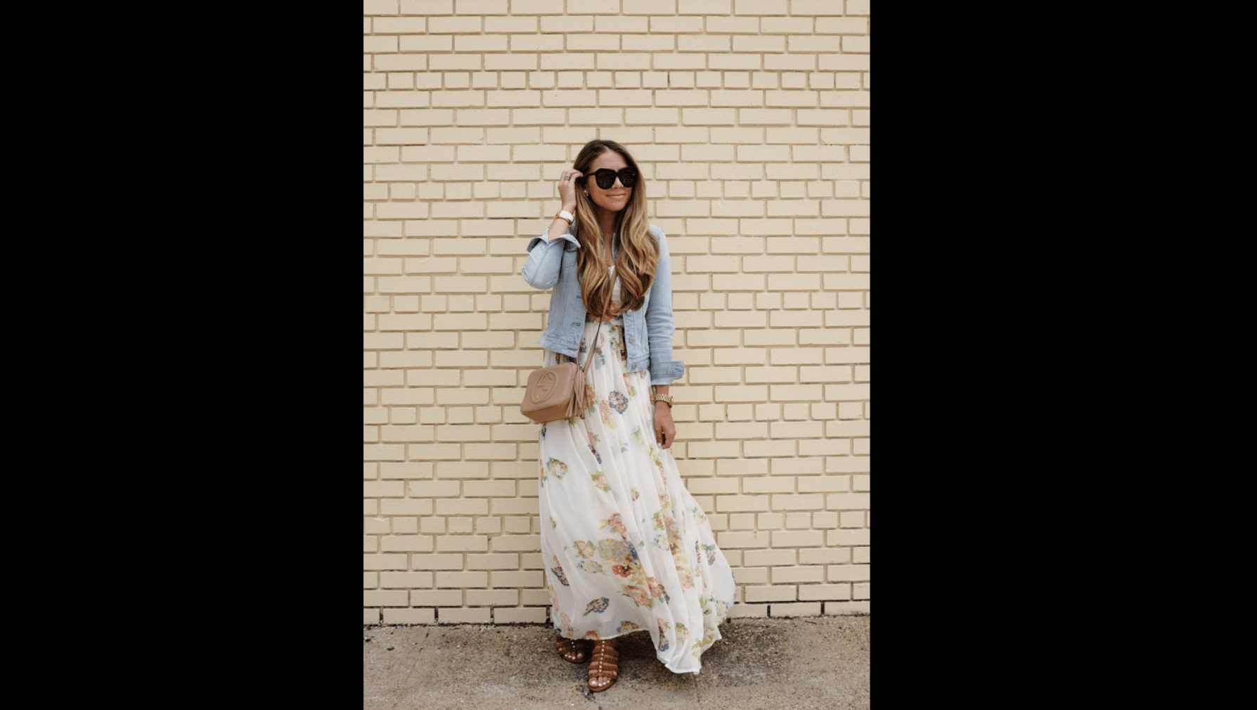 Denim Jacket with Floral Dress