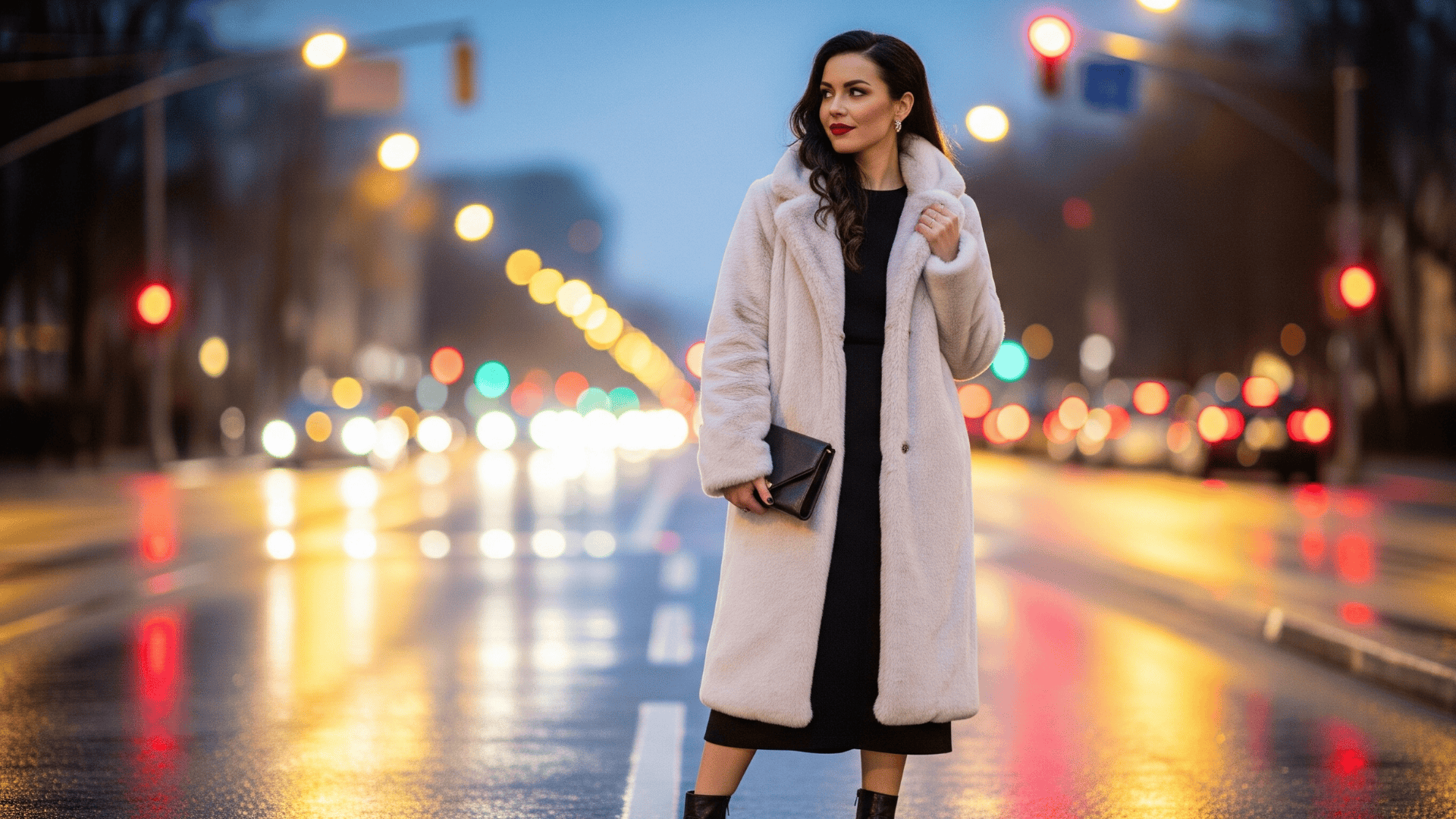 Faux Fur Coat with Dress