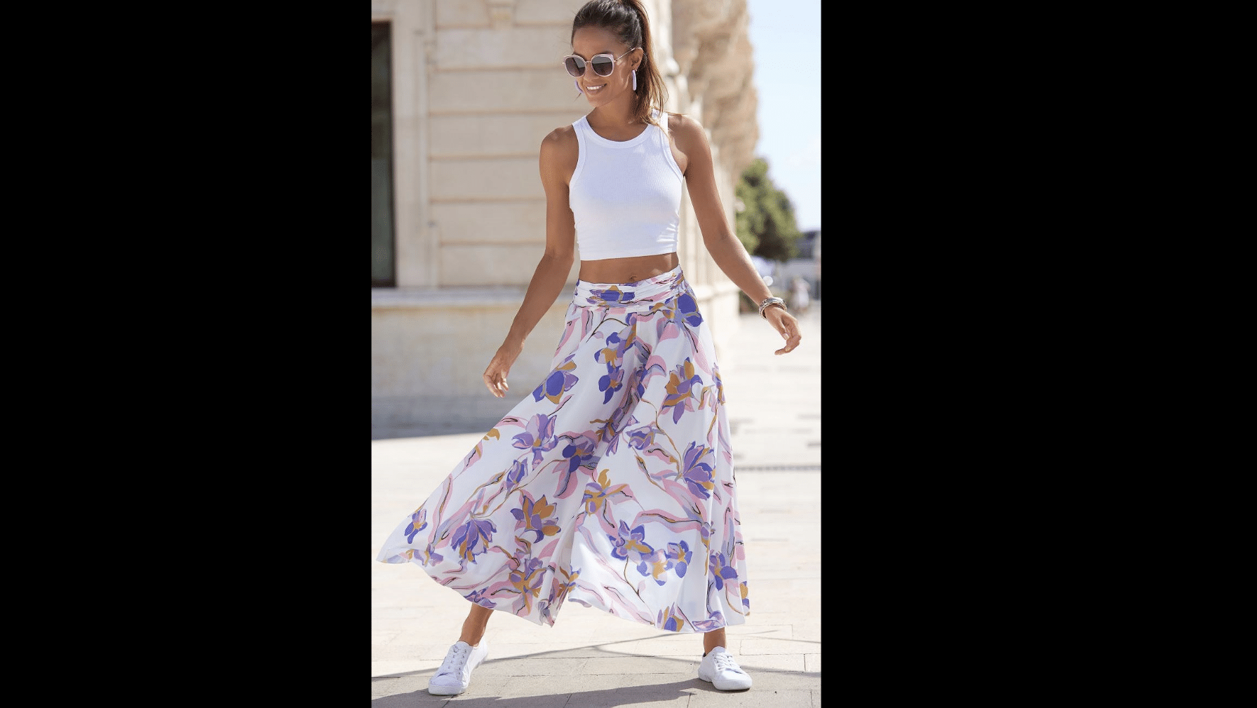 Flowy Culottes with Sleeveless Blouse