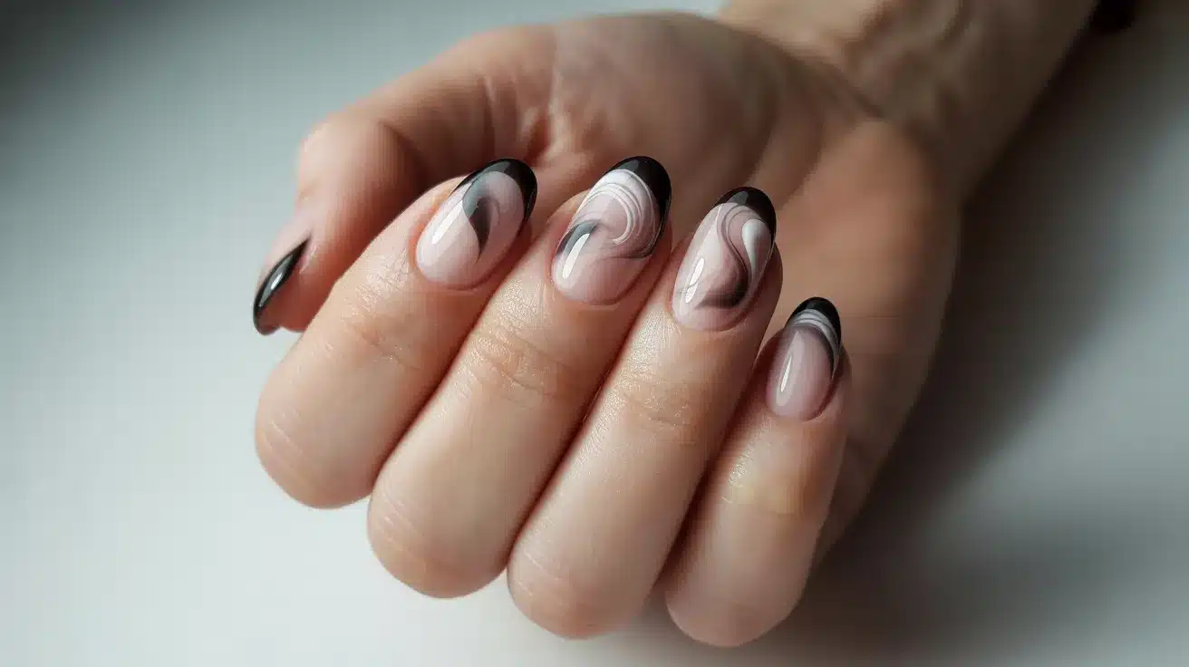 Glossy Black Tips with Smoke Art Overlay