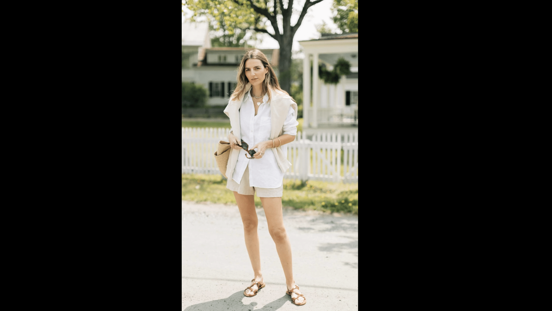 High-Waisted Linen Shorts with Loose Blouse