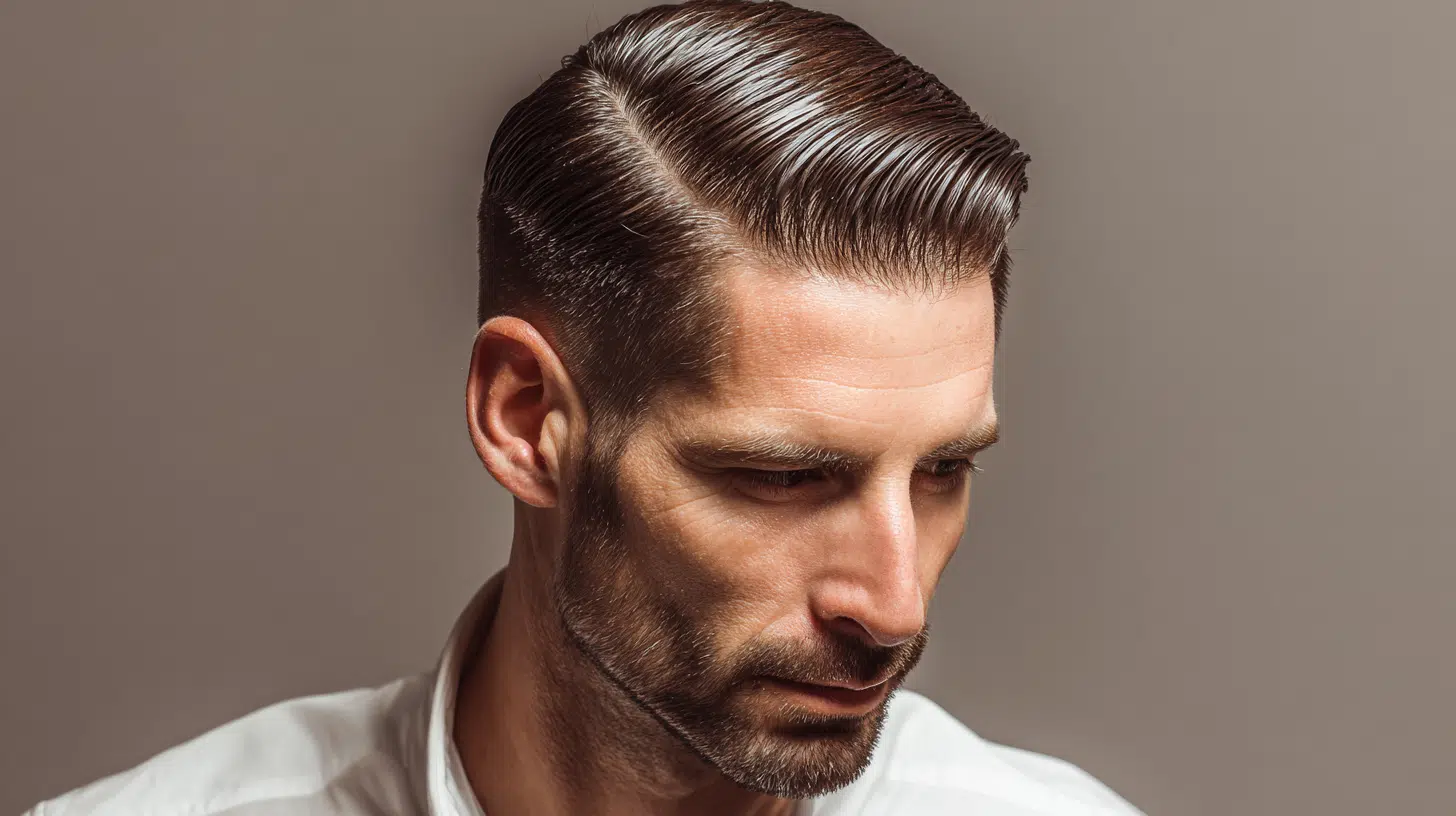 Mid-Taper Fade with Slick Side Part