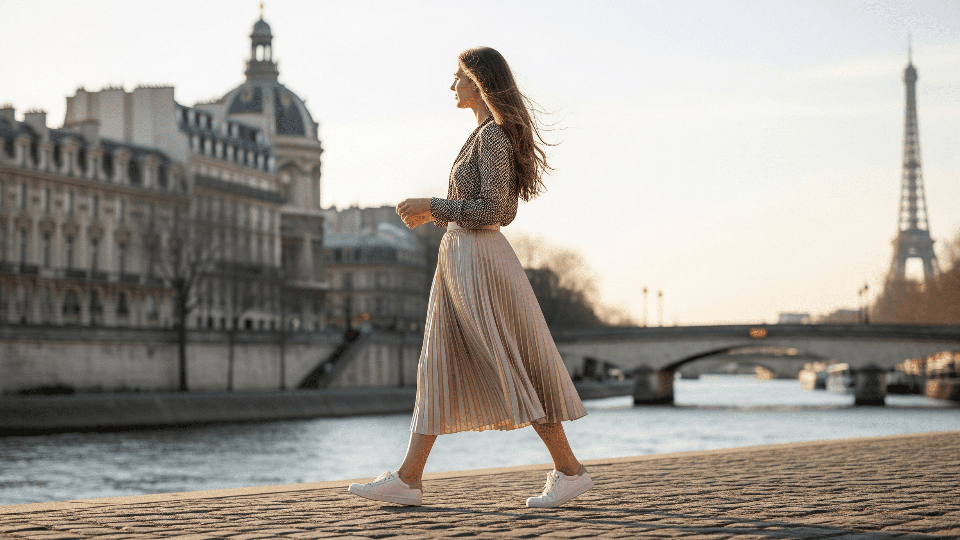 Midi Skirt with Sneakers