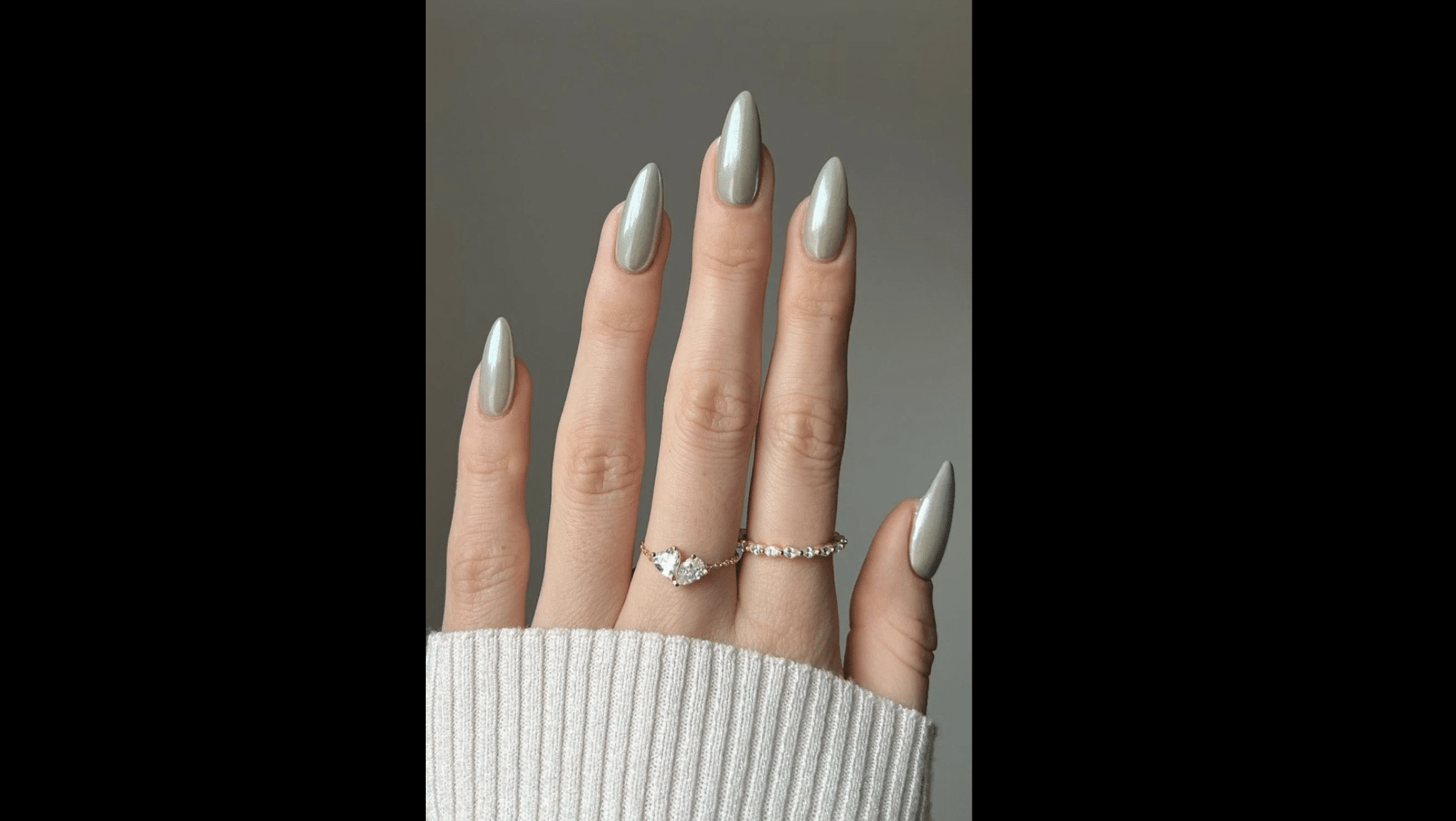 Sage Green Chrome Nails