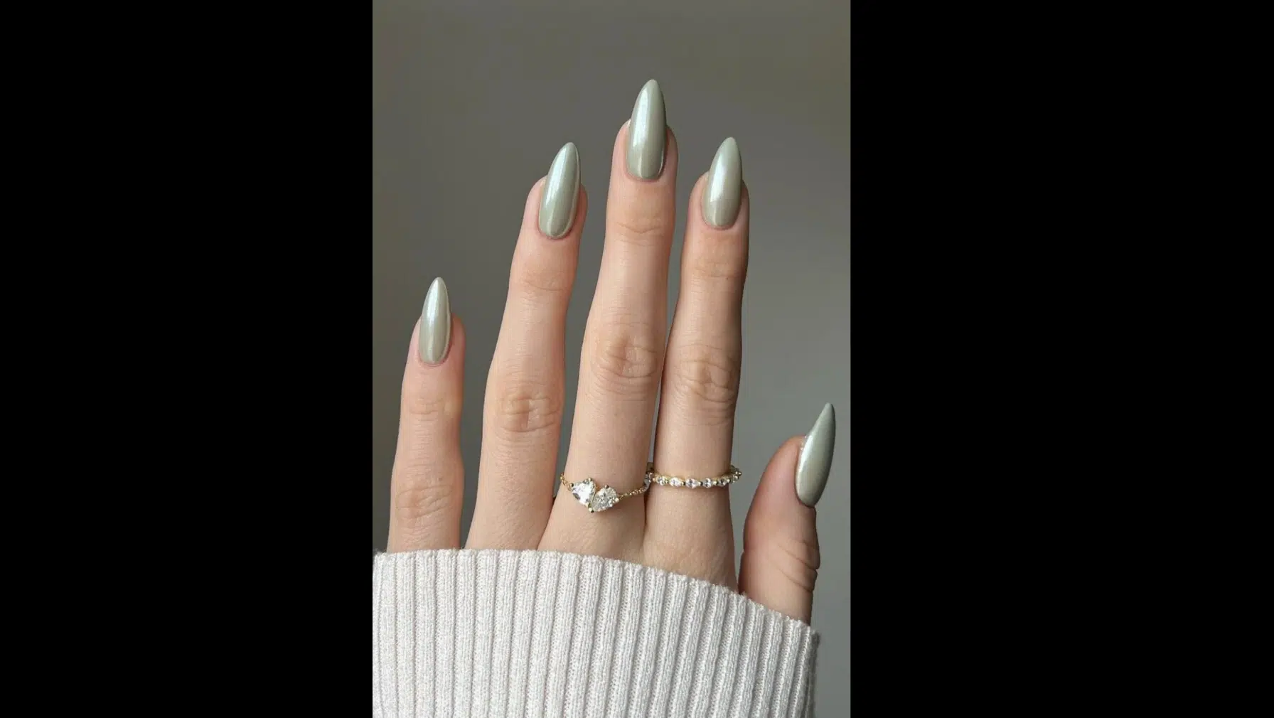 Sage Green Chrome Nails