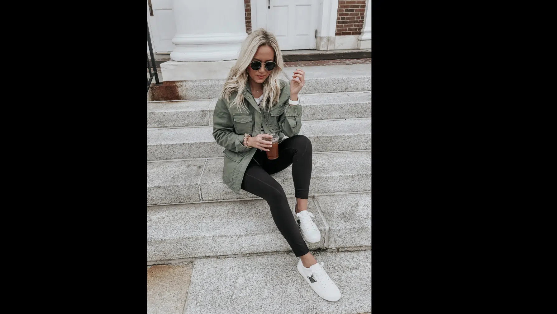 Utility Jacket with White Sneakers