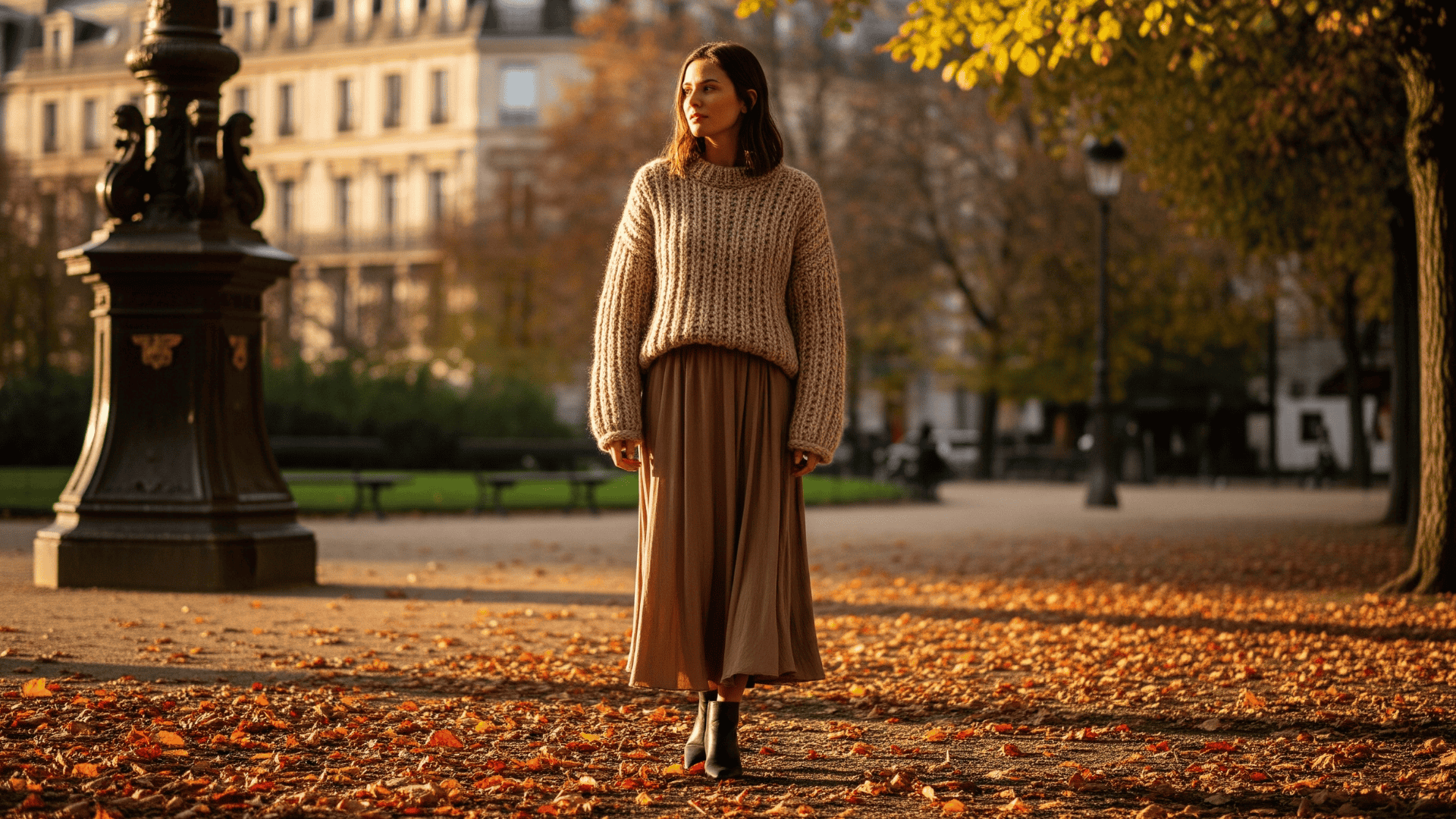 Wool Sweater with Midi Skirt