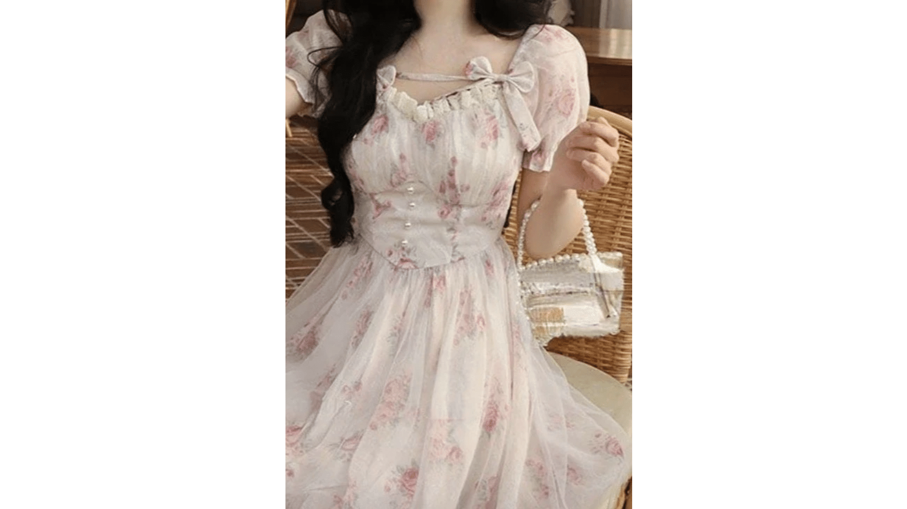 coquette outfit Floral Mini Dress with Basket bag