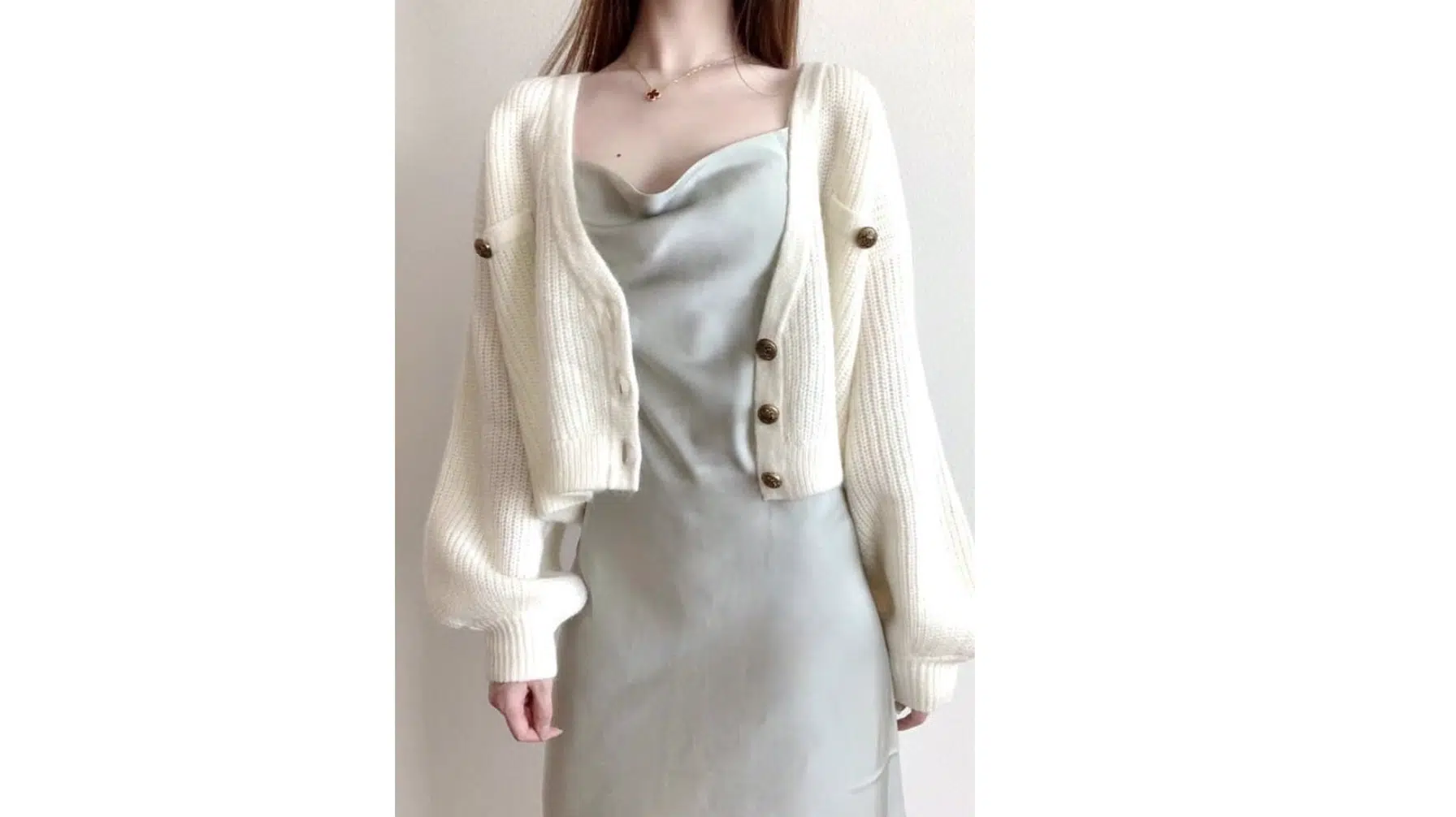 coquette outfit Pastel Cardigan Over Slip Dress