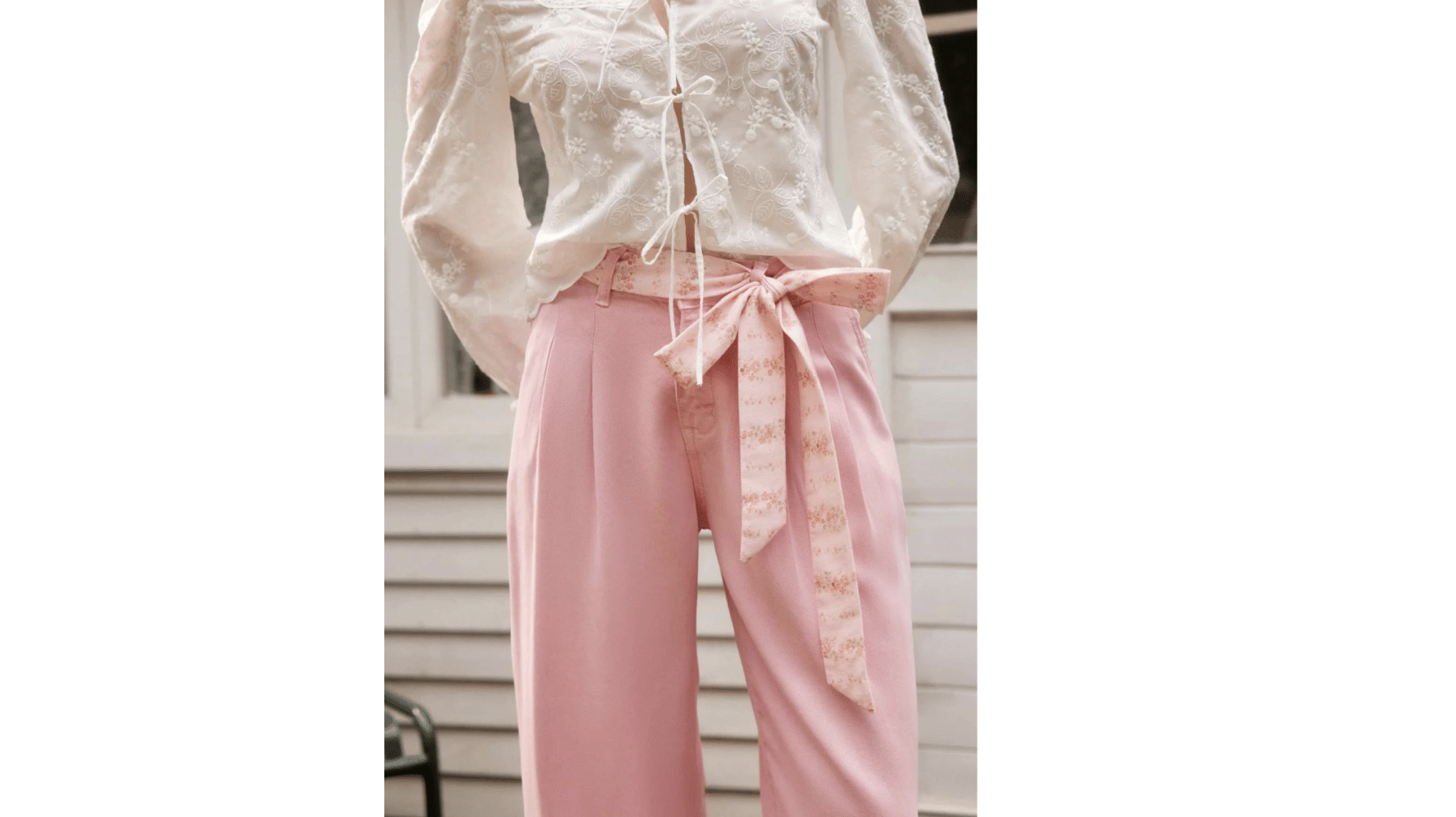 coquette outfit Sheer Blouse with High-Waist Trousers