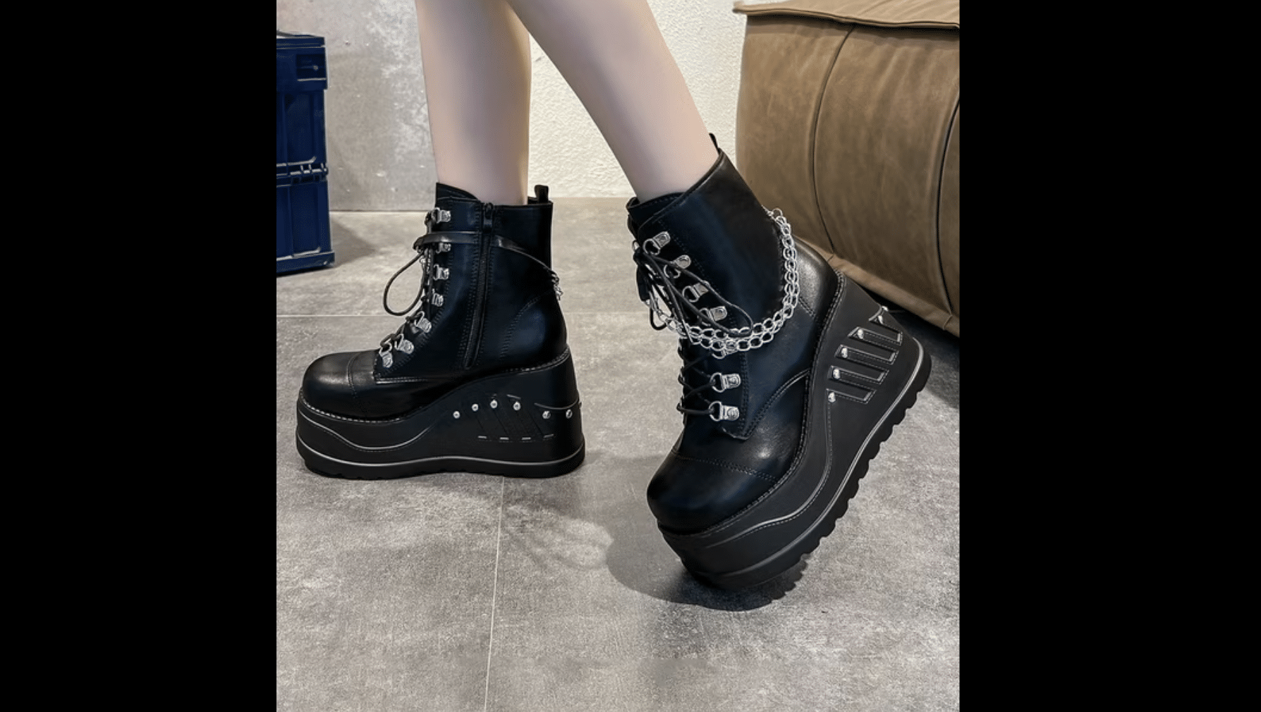 mall goth fashion Chunky Boots