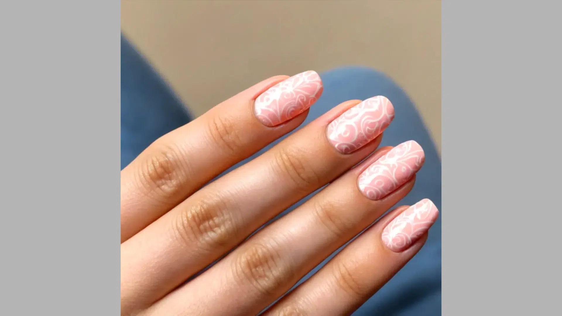 50. Blush Pink with White Lace Pattern