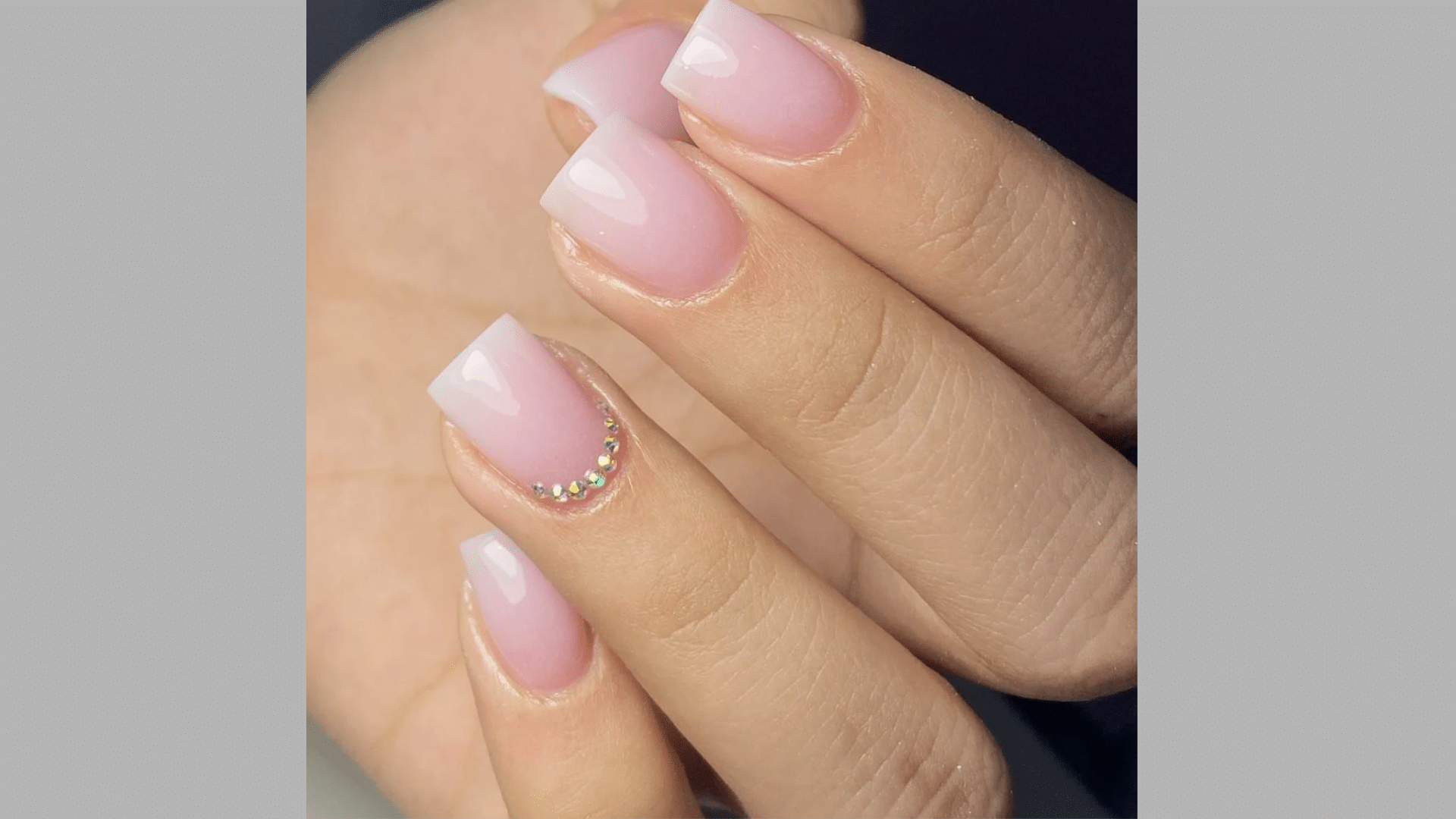 Baby Pink with Tiny Rhinestones