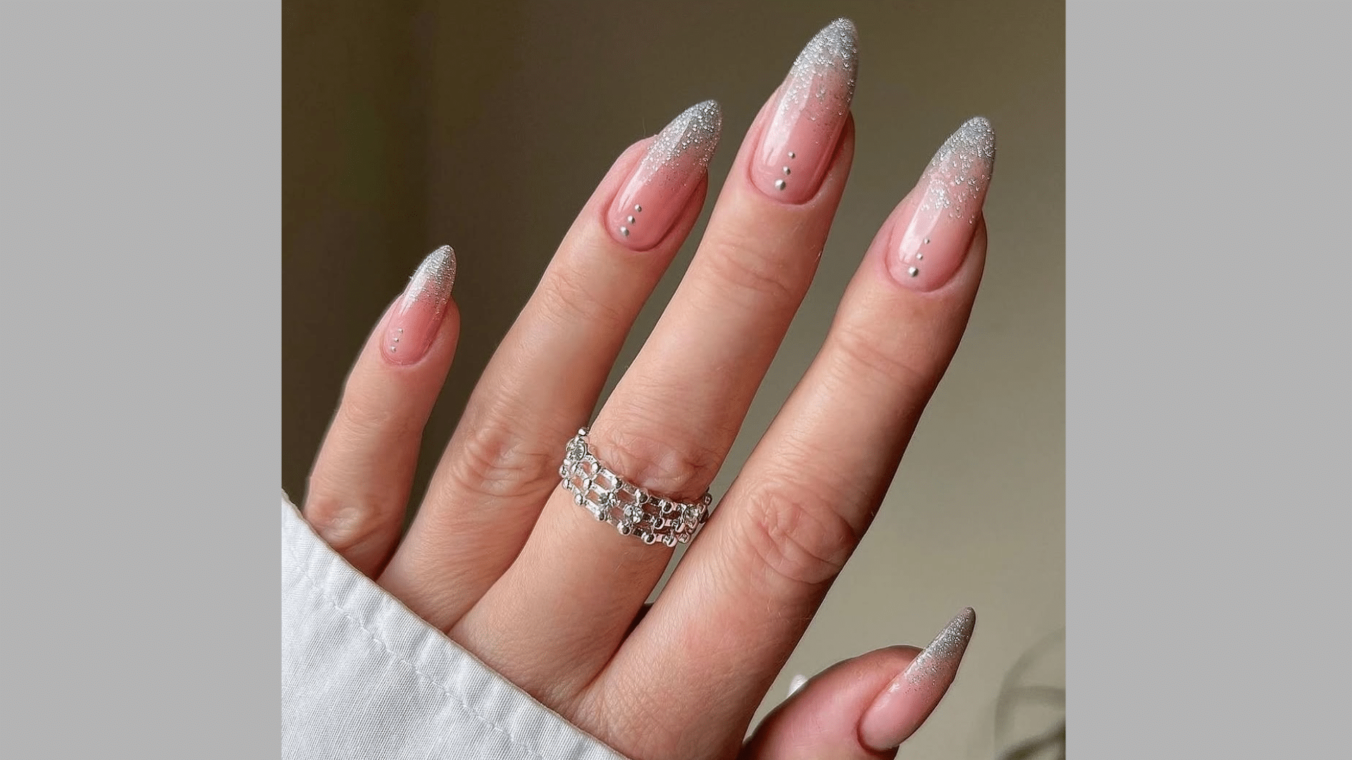 Beige with Silver Glitter Fade