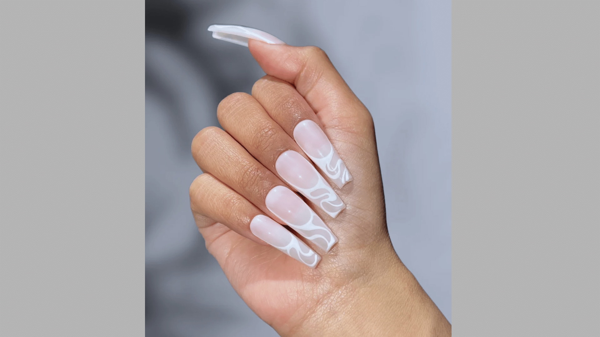 Clear Base with White French Swirls