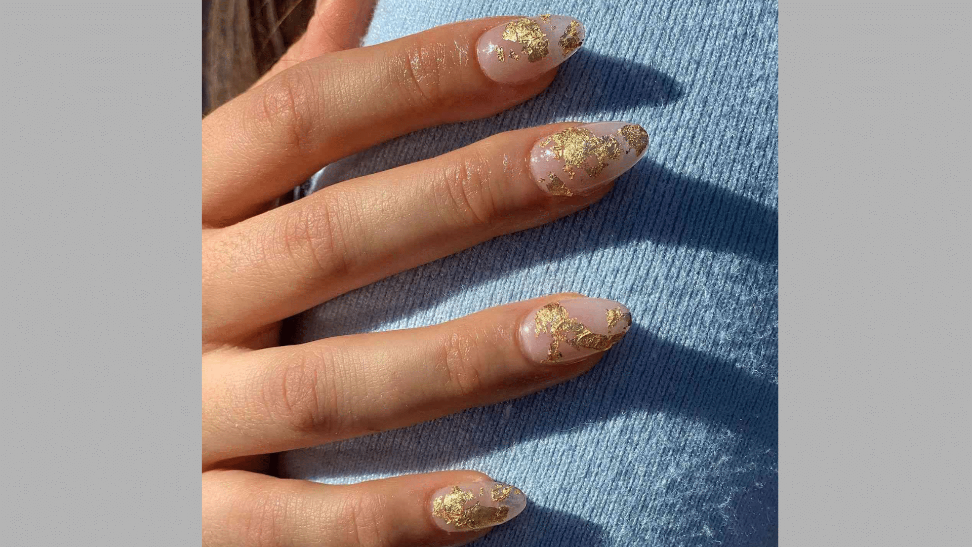 Cream Base with Gold Foil Accent Nail