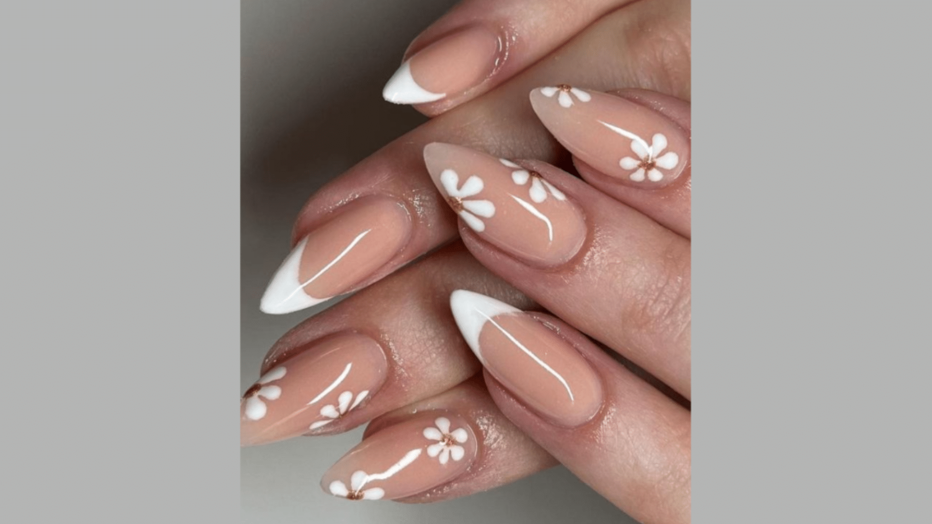 French Tips with Floral Corners