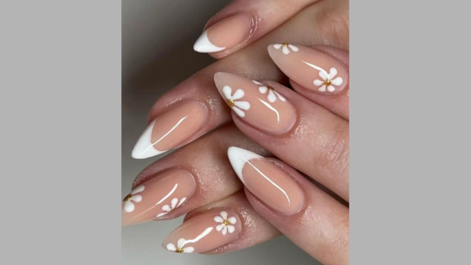 French Tips with Floral Corners