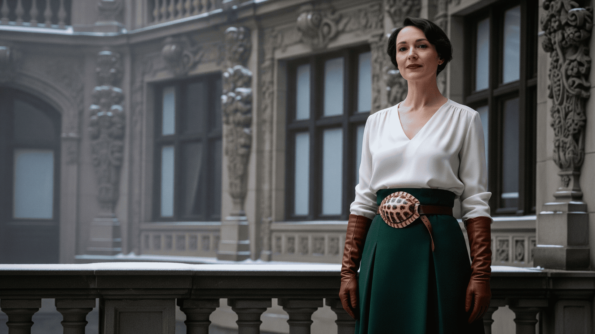 High Waisted Skirt with Turtle Shell Belt