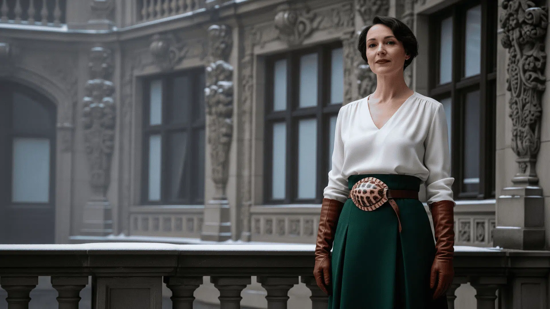 High Waisted Skirt with Turtle Shell Belt