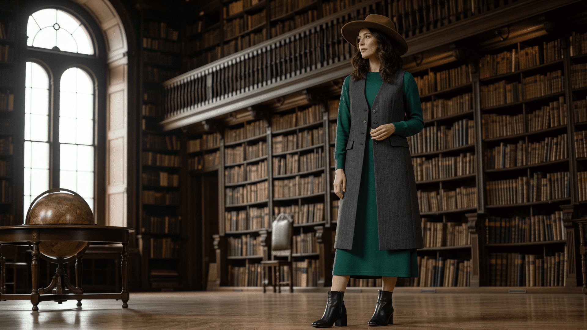 Longline Waistcoat with Midi Dress