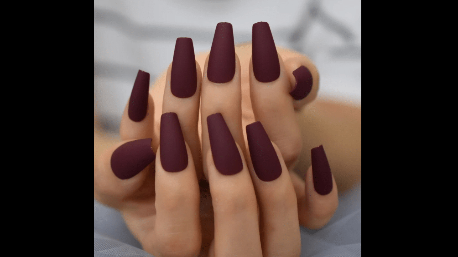 Matte dark red nails