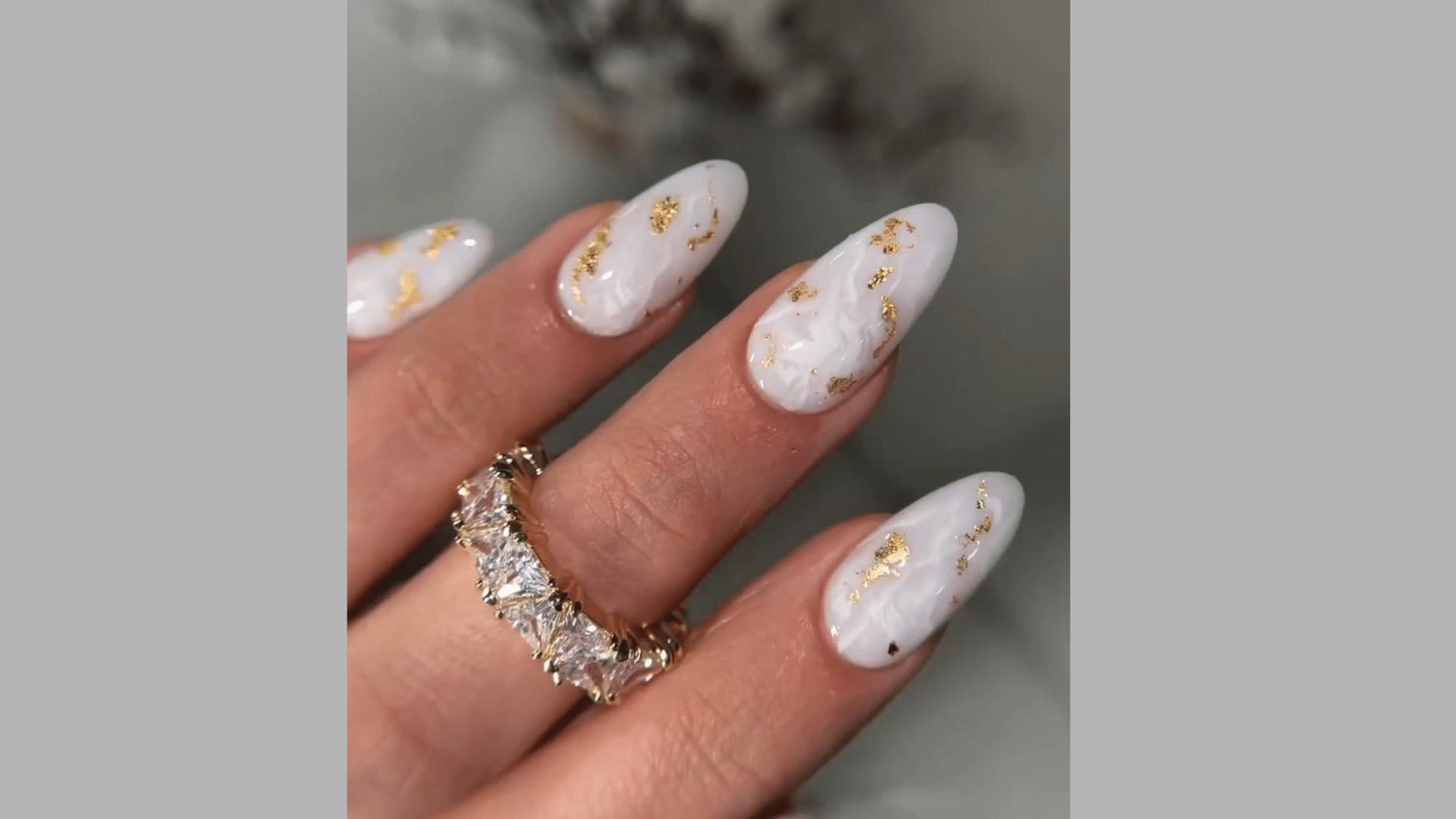 Milky White with Gold Studs