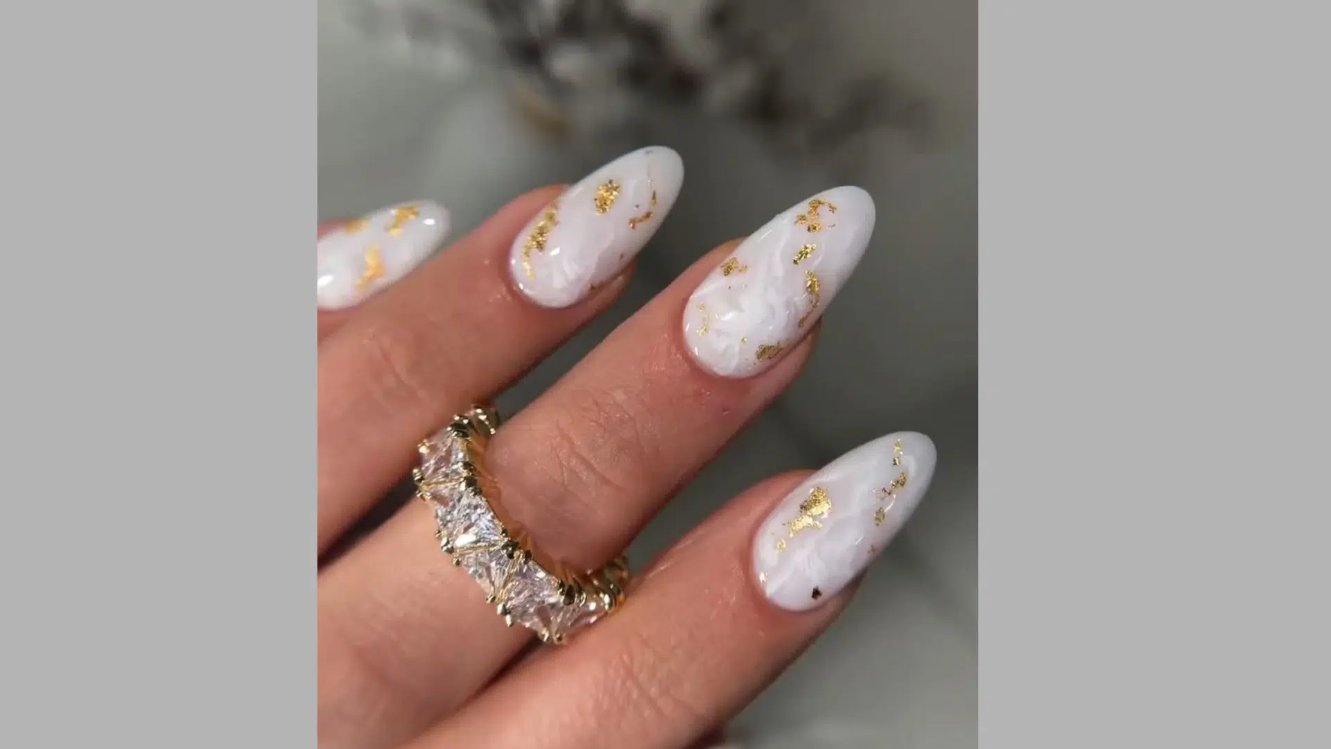 Milky White with Gold Studs