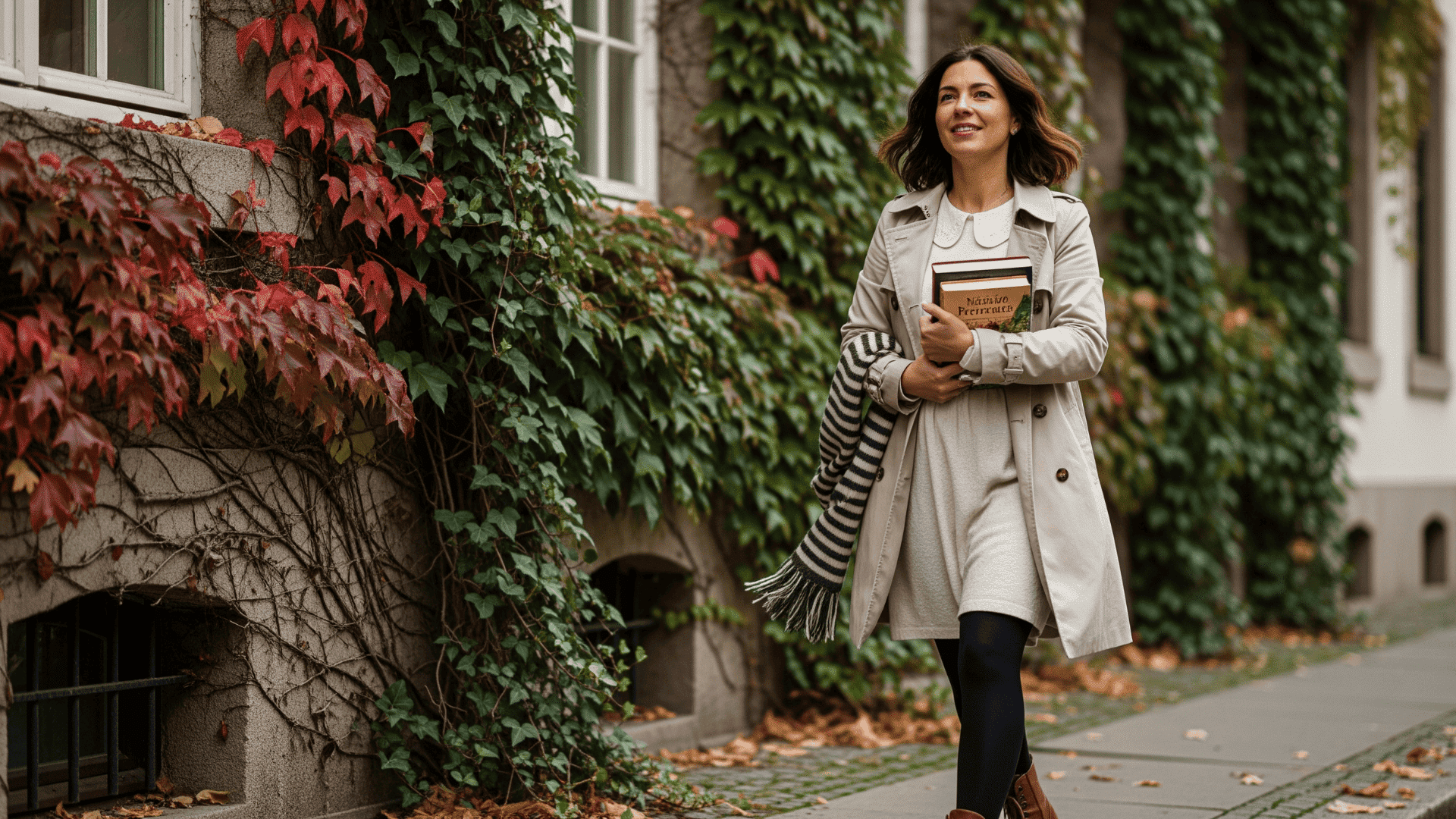 Peter Pan Collar Dress with Wool Tights
