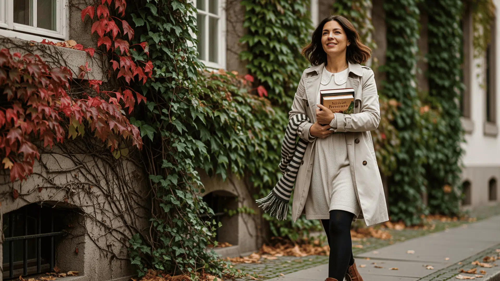Peter Pan Collar Dress with Wool Tights