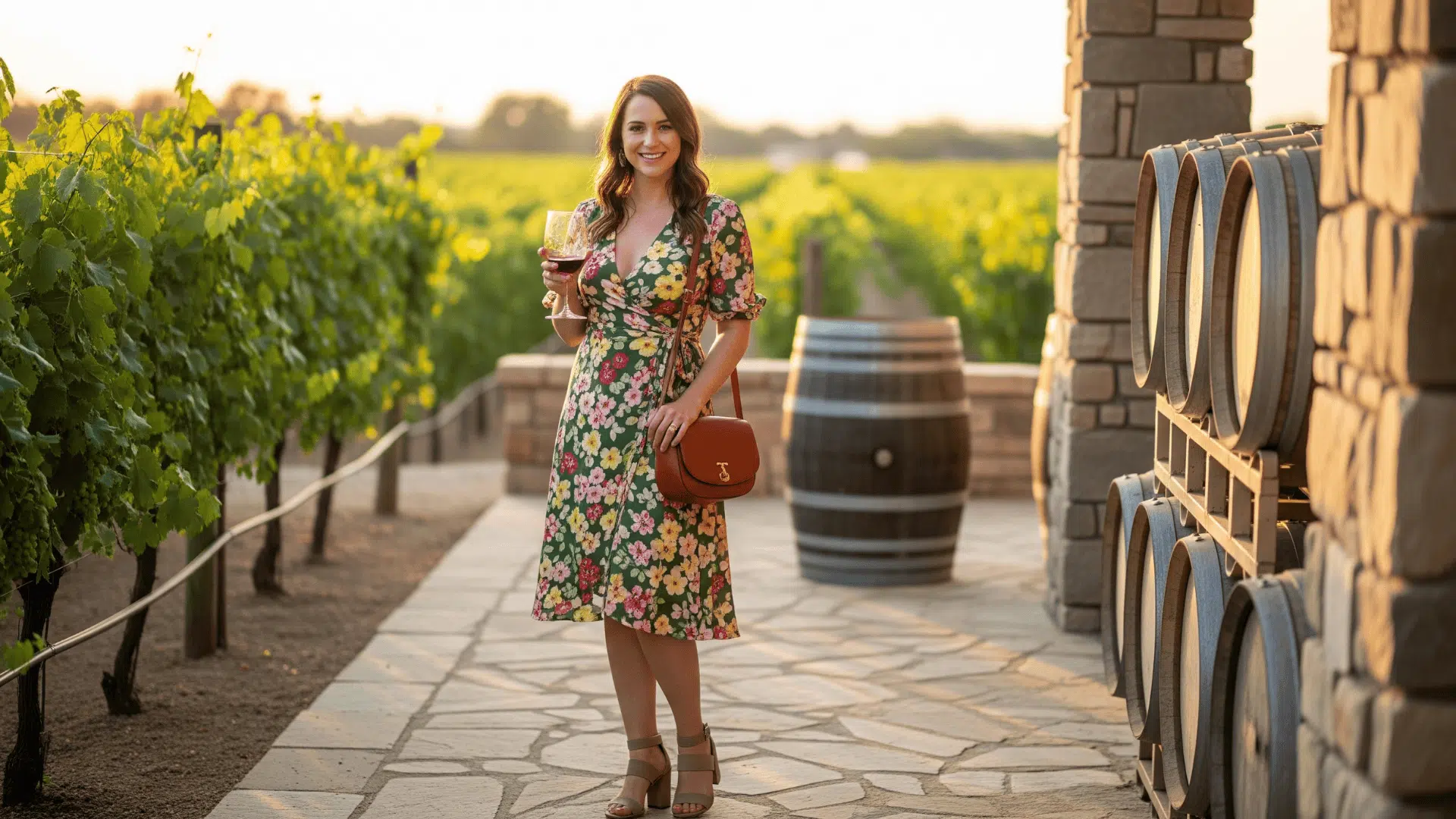 Wrap Dress with Block Heels