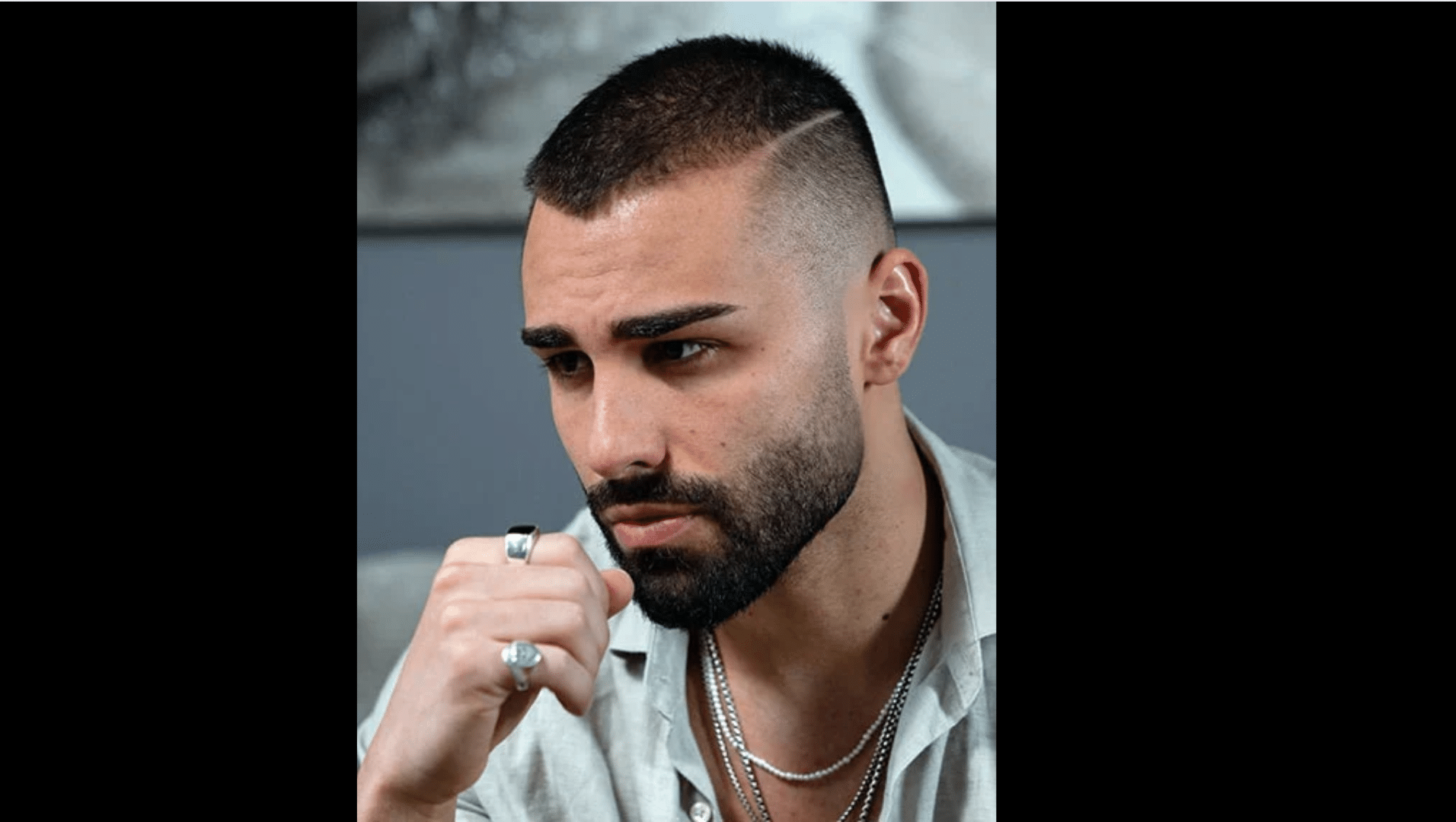 haircuts for thick hair men Buzz Cut with Beard Fade