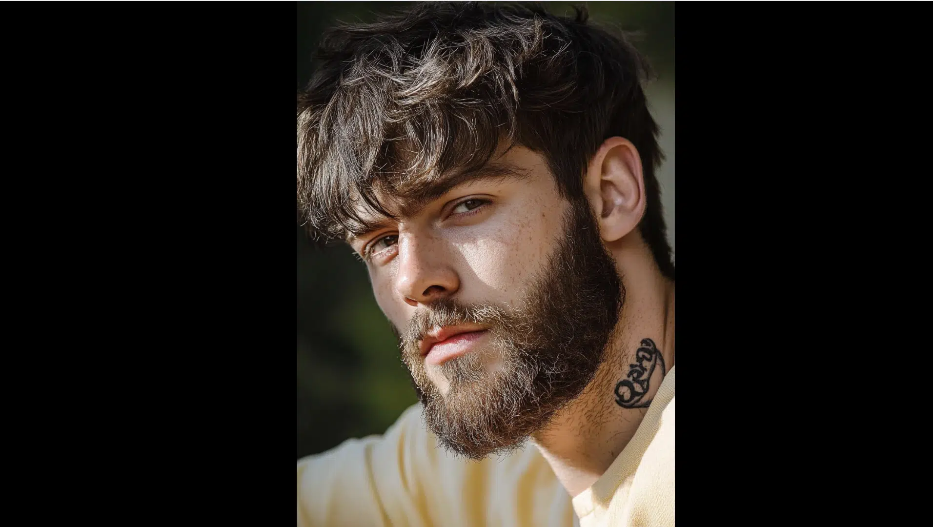 haircuts for thick hair men Shaggy Layers with Full Beard