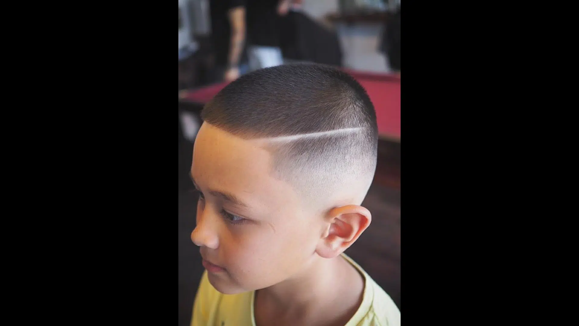 20. Boys Crew Cut with Shaved Stripes