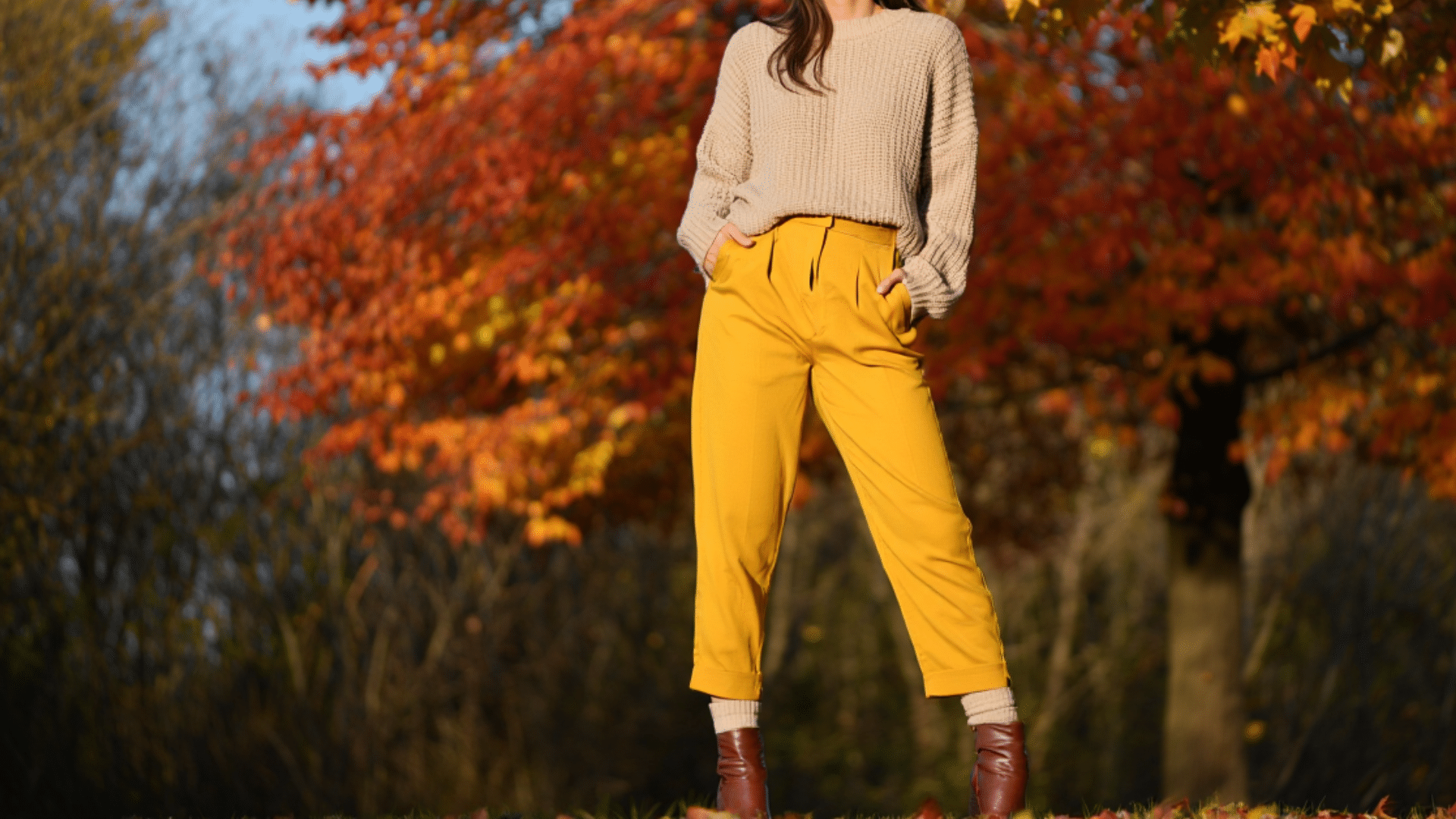 Beige Sweater with Brown Boots