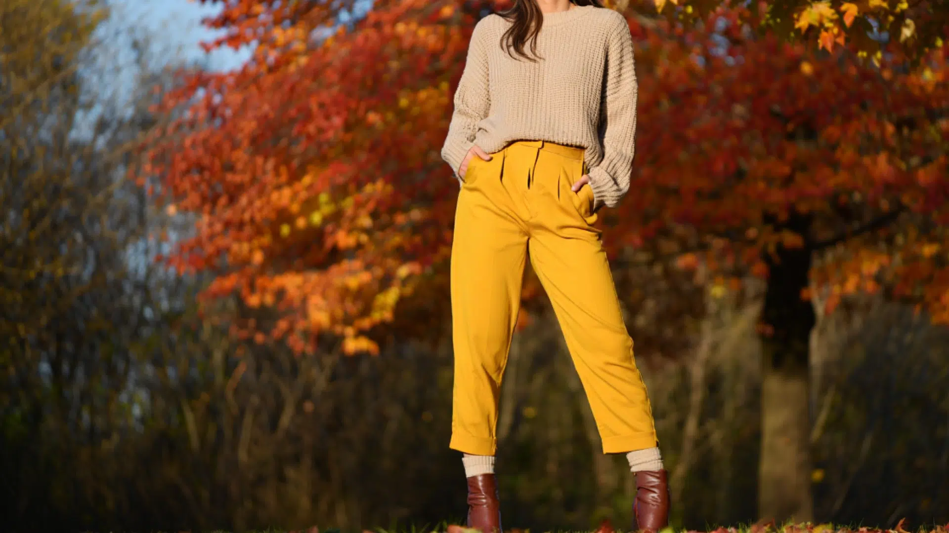 Beige Sweater with Brown Boots