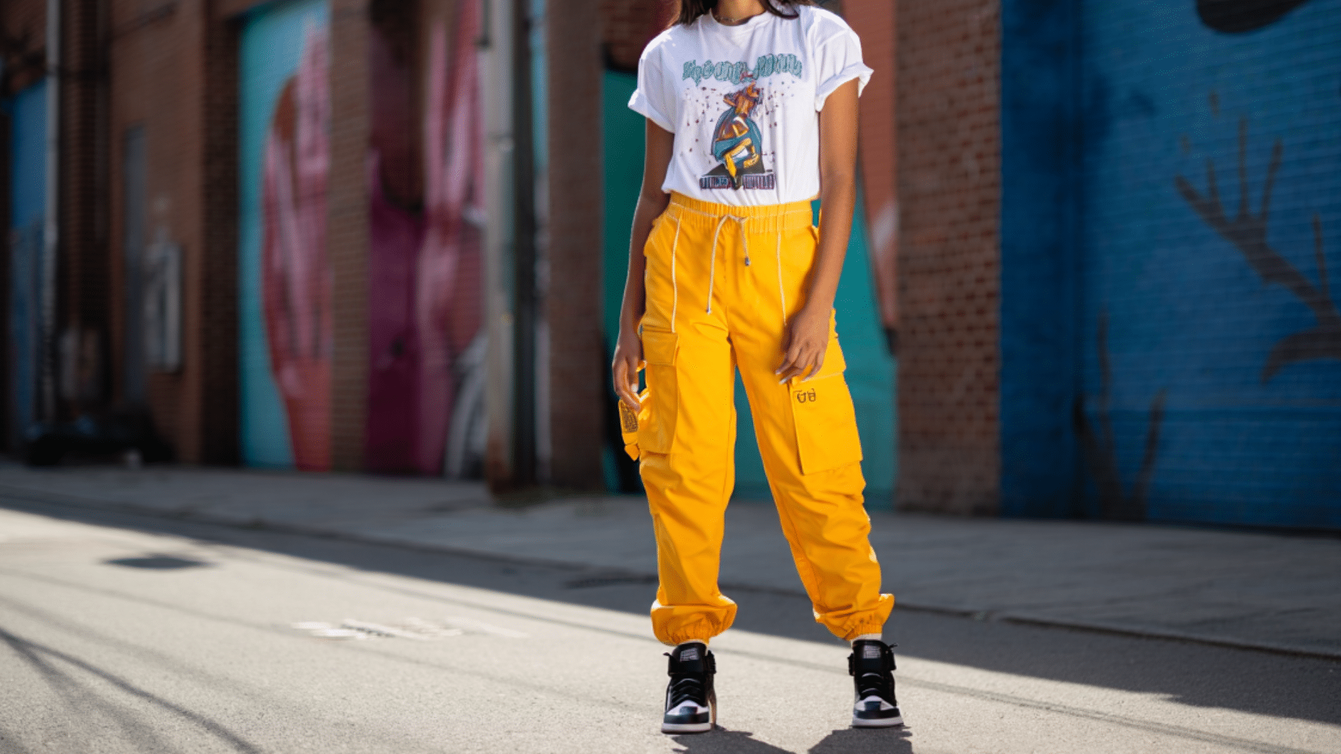 Graphic Tee with High-Top Sneakers