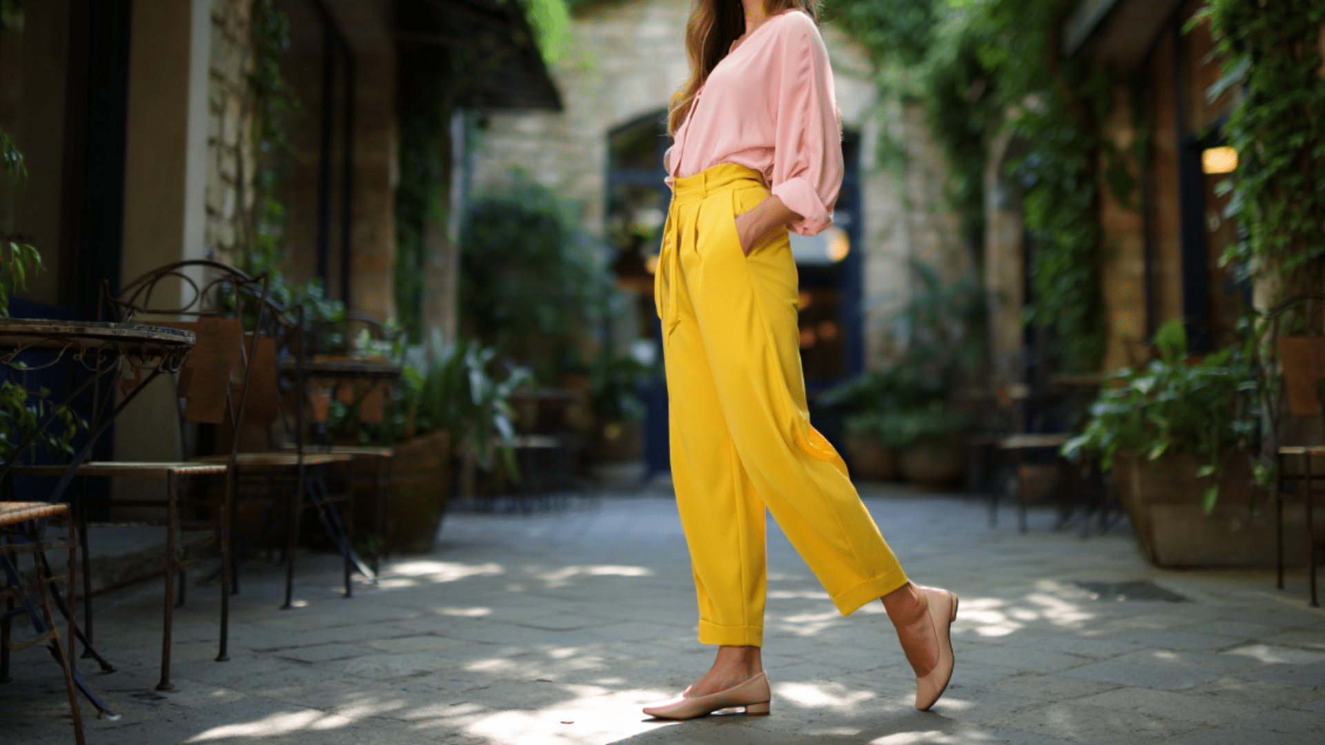 Pastel Pink Blouse with Ballet Flats