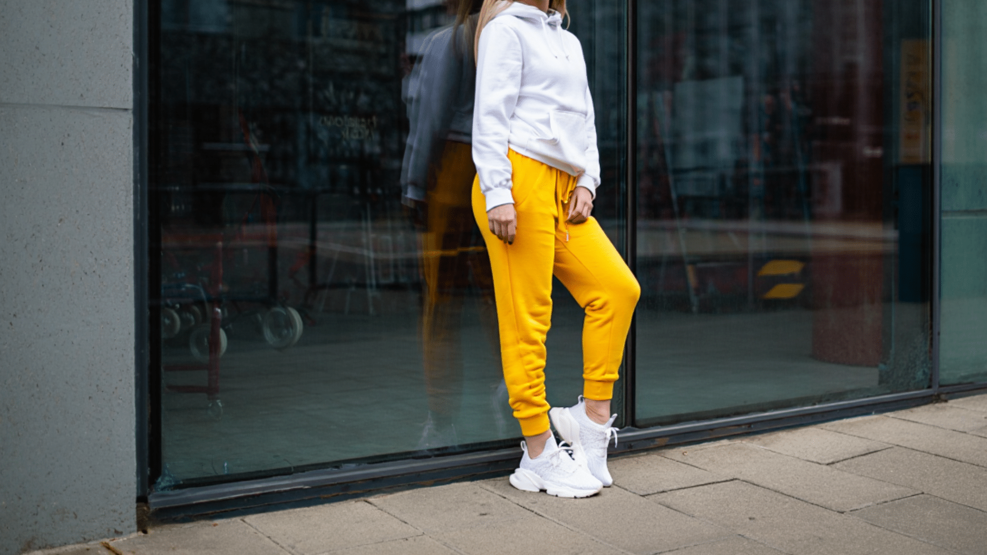 White Hoodie and Chunky Sneakers