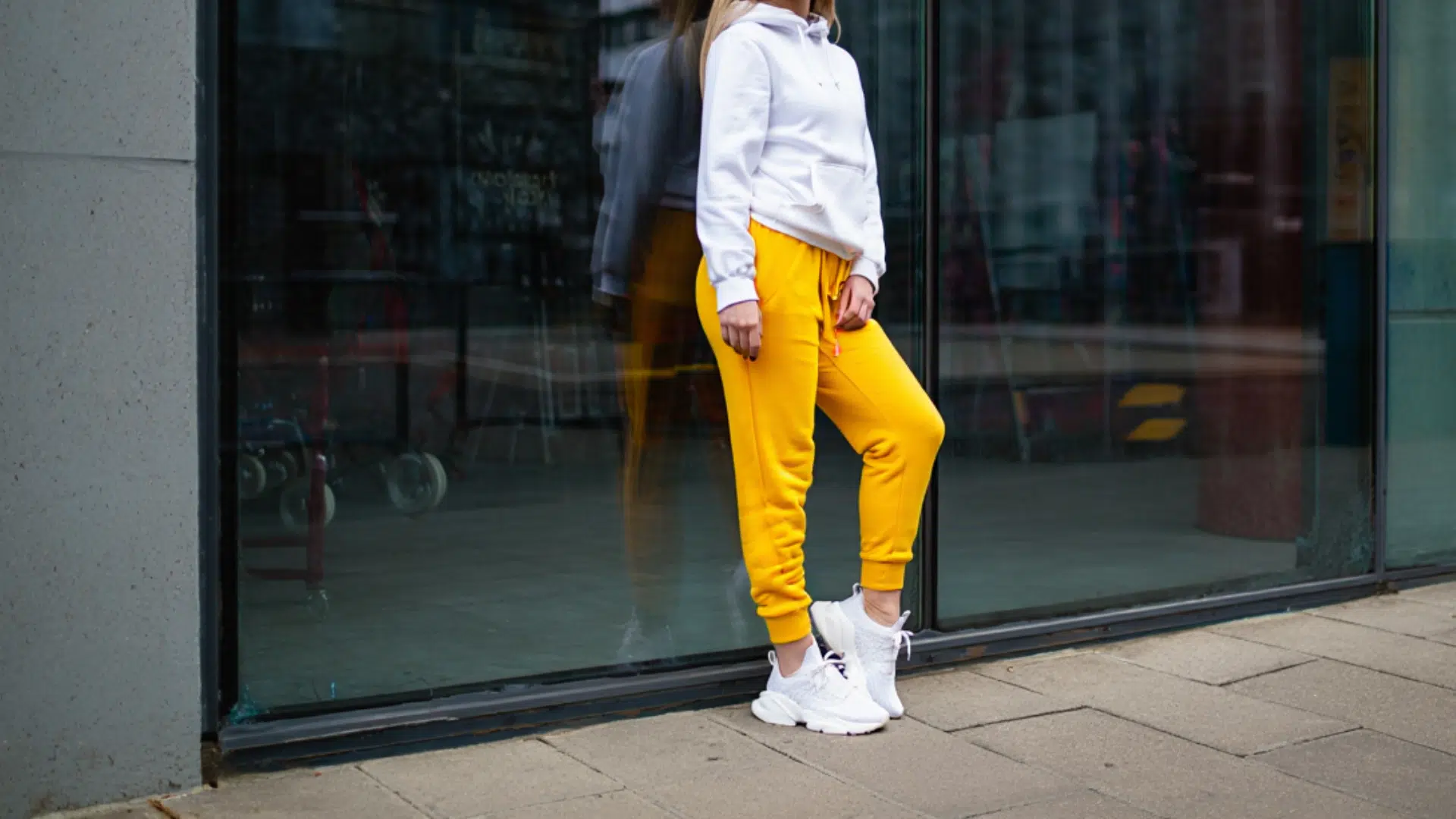 White Hoodie and Chunky Sneakers