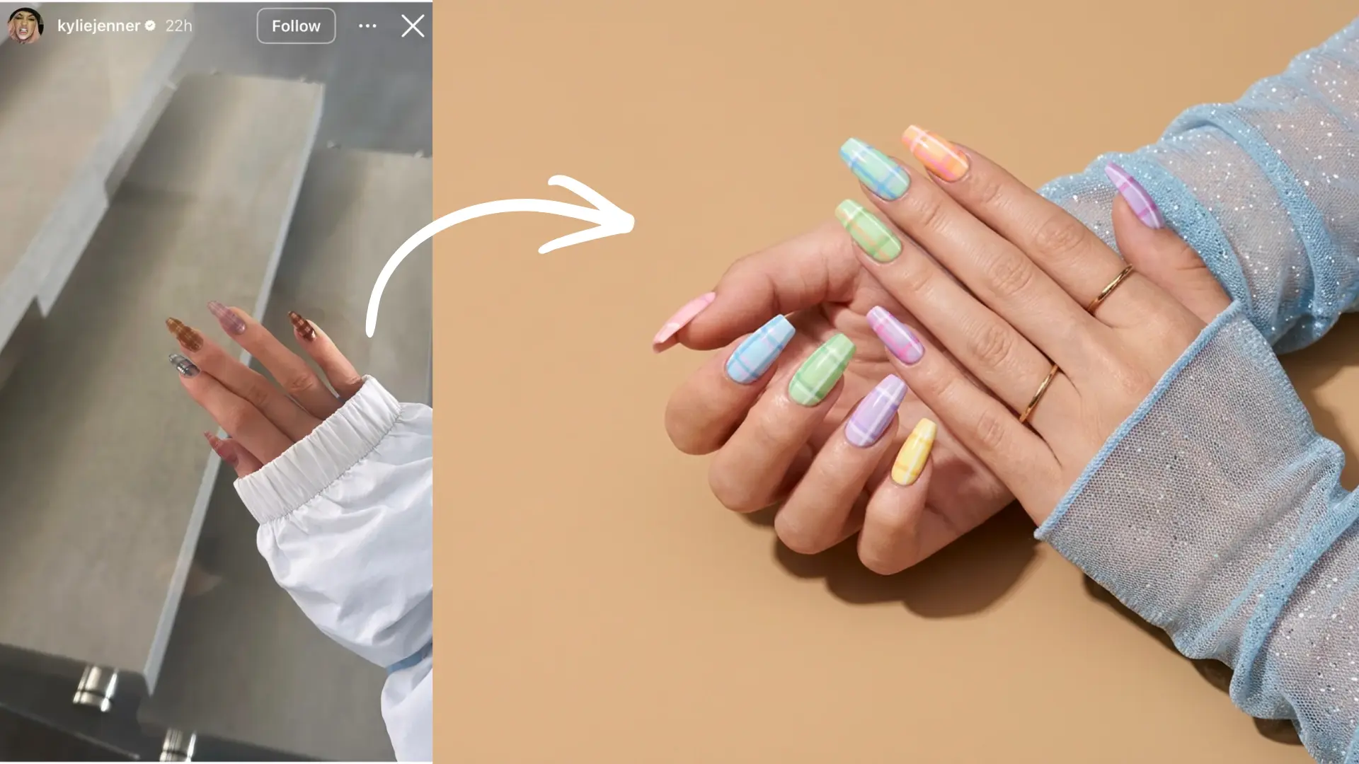 Pastel Gingham Spring Break Nails