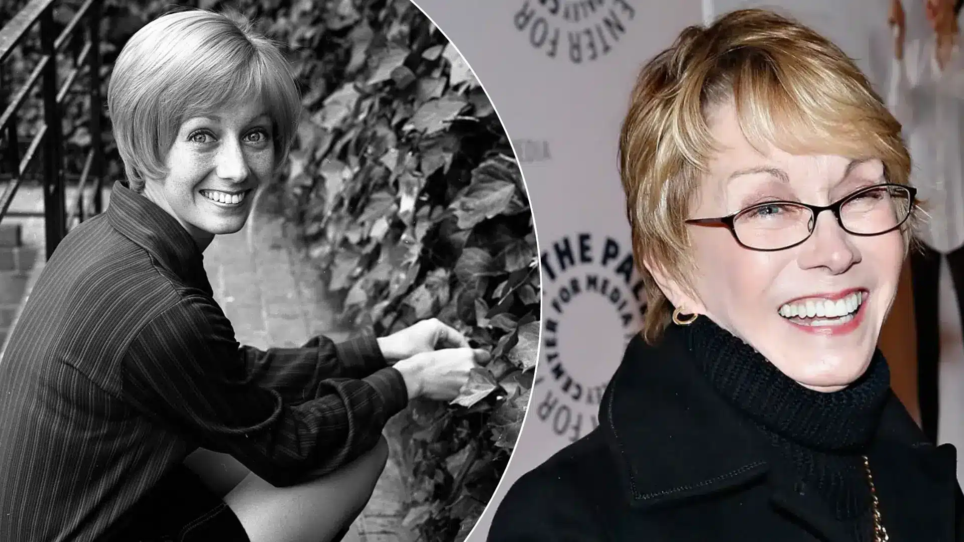 Sandy Duncan then and now photos featuring early black and white portrait and later public appearance showing aging and career legacy