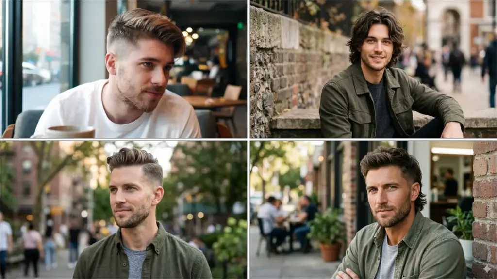 four-men-different-haircuts-casual-candid-pictures
