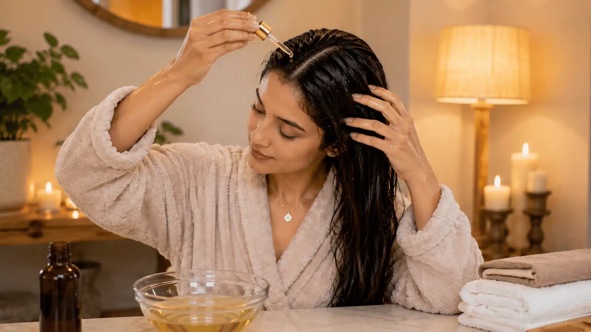 Hot oil hair treatment used for fading hair dye safely